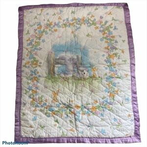 Precious Moments Baby Blanket Quilted Lamb Purple